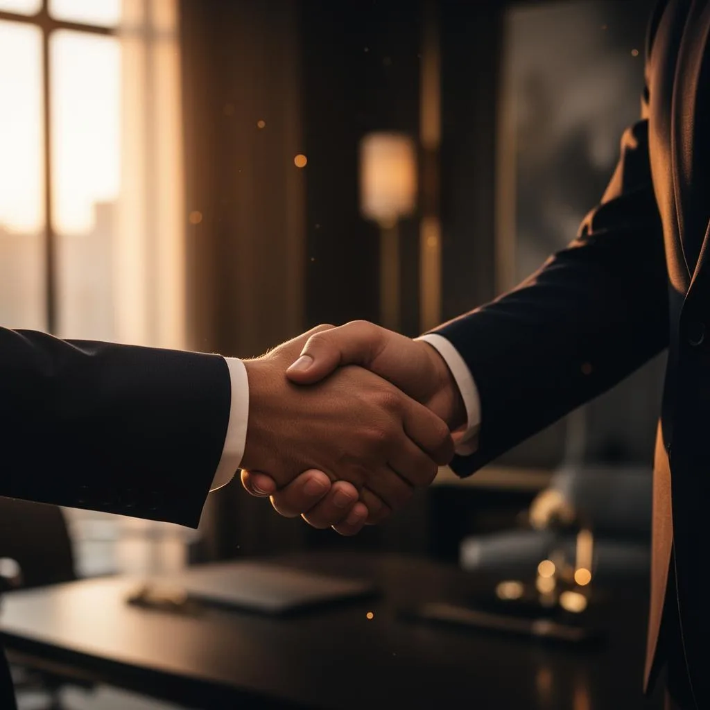 Handshake closing a real estate funding deal